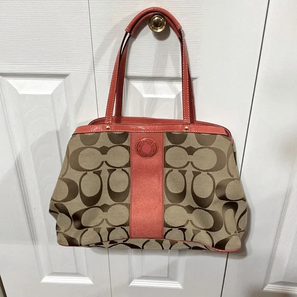Red & Tan Coach Purse - Picture 6 of 15